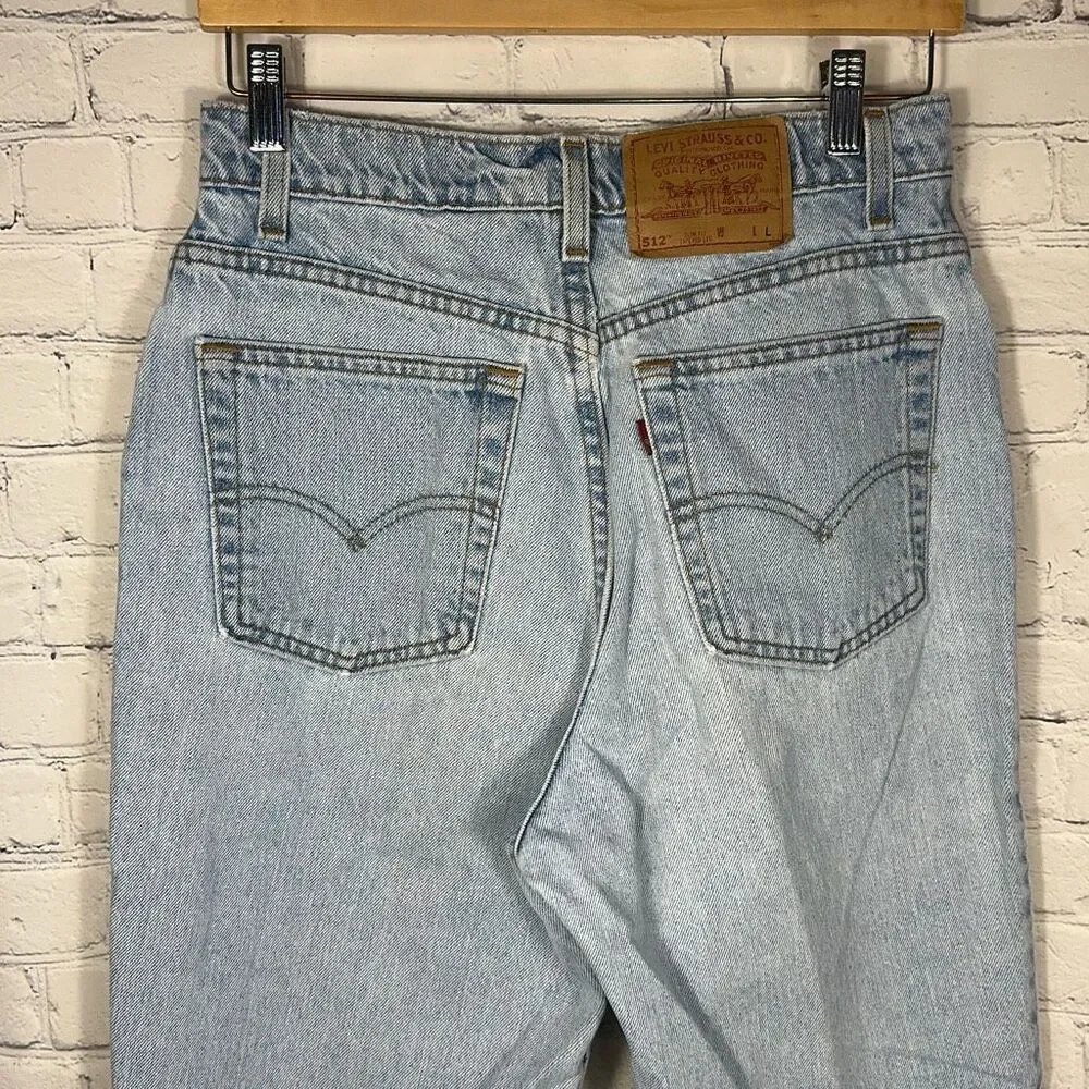 Vintage 90s Levis Jeans 512 Slim Fit Tapered‎ Leg  High Waist Mom Blue 13L Light